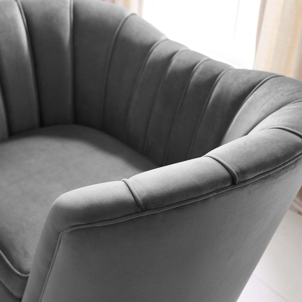 Opportunity Performance Velvet Armchair in Gray