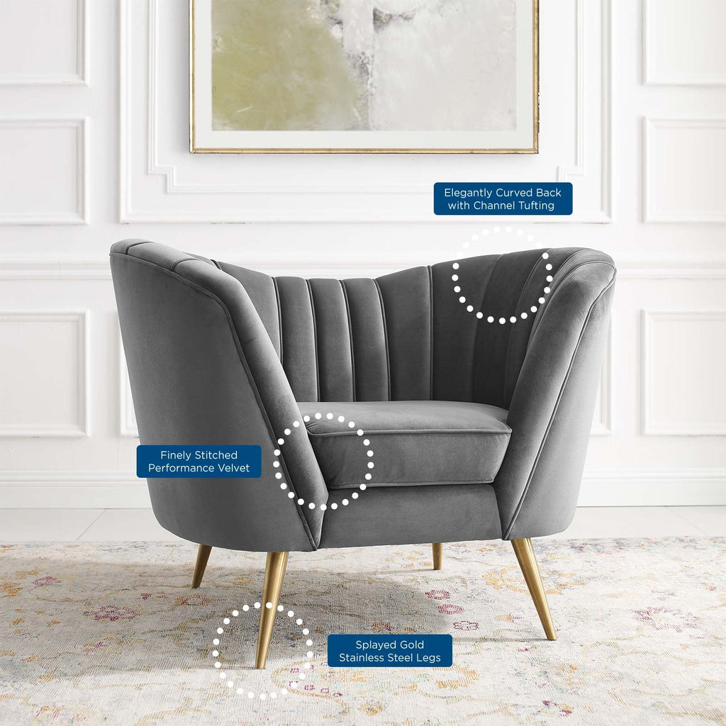 Opportunity Performance Velvet Armchair in Gray