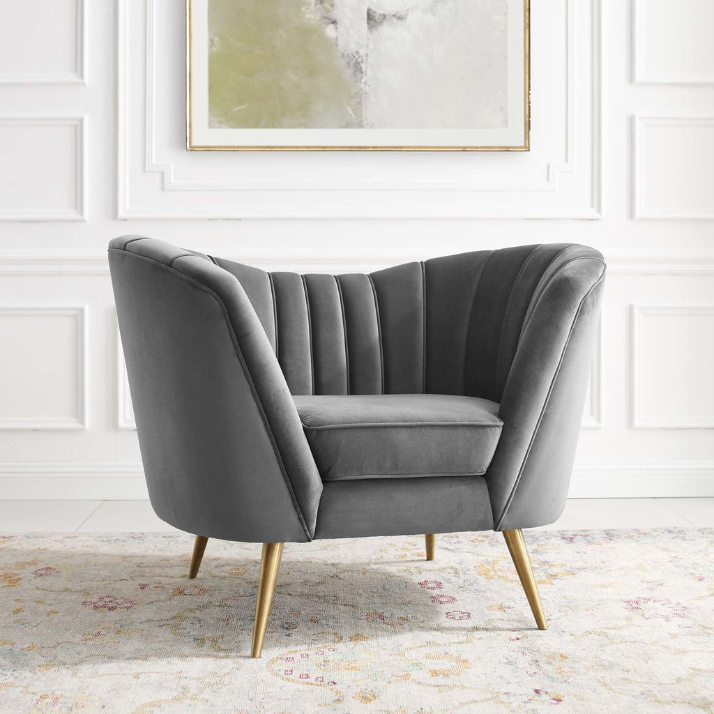 Opportunity Performance Velvet Armchair in Gray