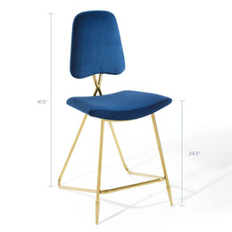 Ponder Performance Velvet Counter Stool in Navy