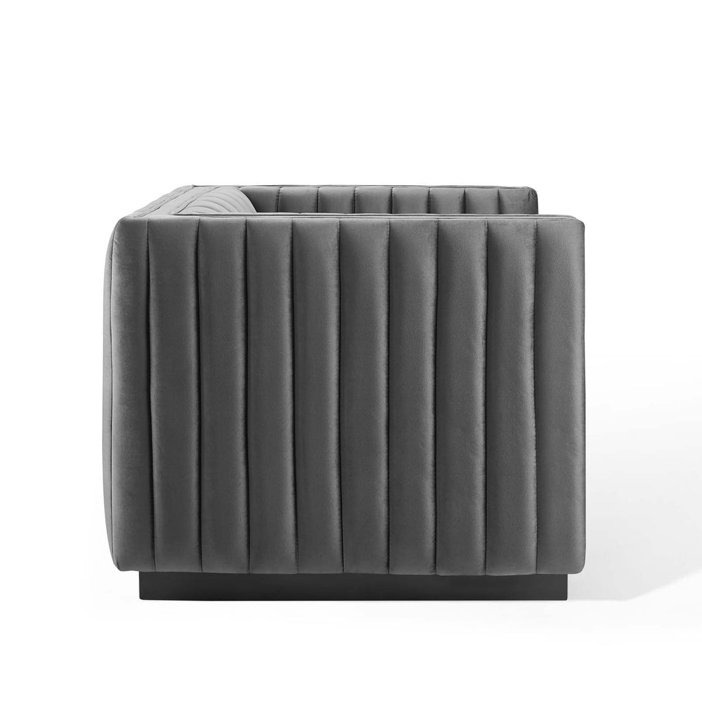 Conjure Channel Tufted Performance Velvet Accent Armchair in Gray