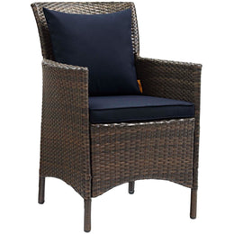 Conduit 5 Piece Outdoor Patio Wicker Rattan Set in Brown Navy-2