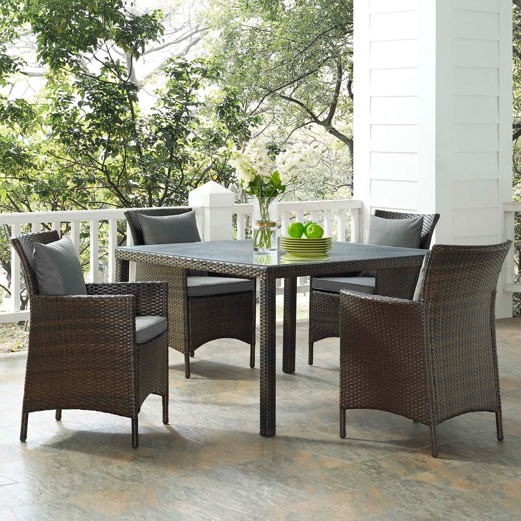 Conduit 5 Piece Outdoor Patio Wicker Rattan Set in Brown Charcoal-1