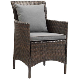 Conduit 5 Piece Outdoor Patio Wicker Rattan Set in Brown Gray-1