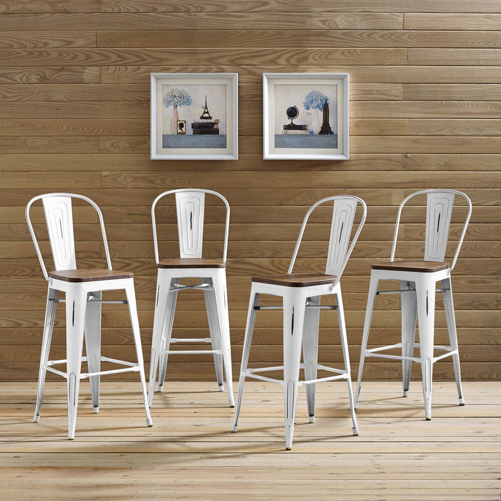 Promenade Bar Stool Set of 4 in White-3