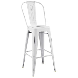 Promenade Bar Side Stool Metal Set of 4 in White