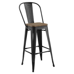 Promenade Bar Stool Metal Set of 2 in Black