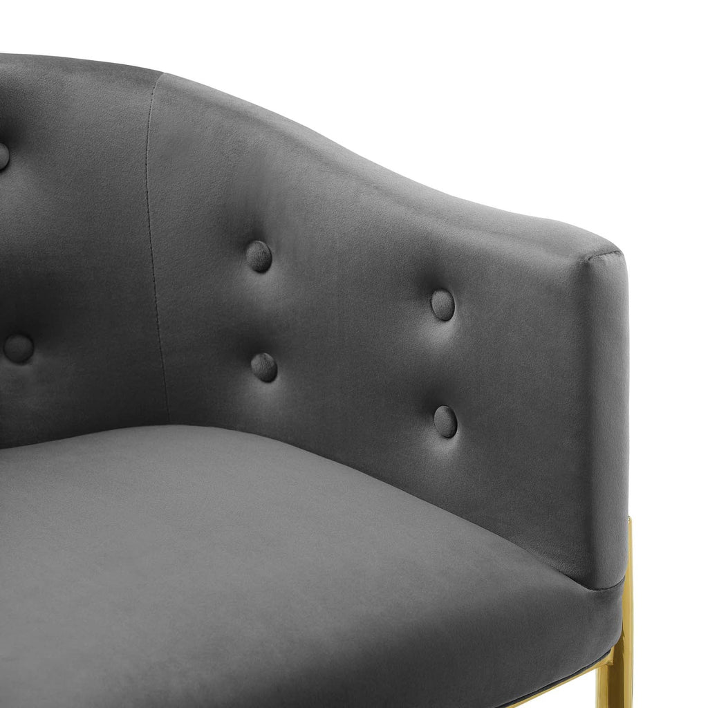 Savour Tufted Performance Velvet Accent Dining Armchair in Charcoal