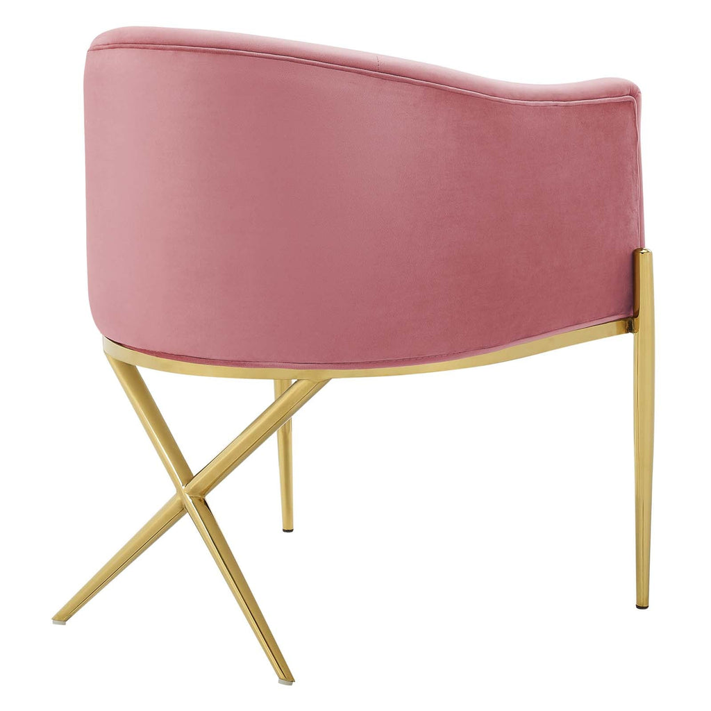 Savour Tufted Performance Velvet Accent Dining Armchair in Dusty Rose