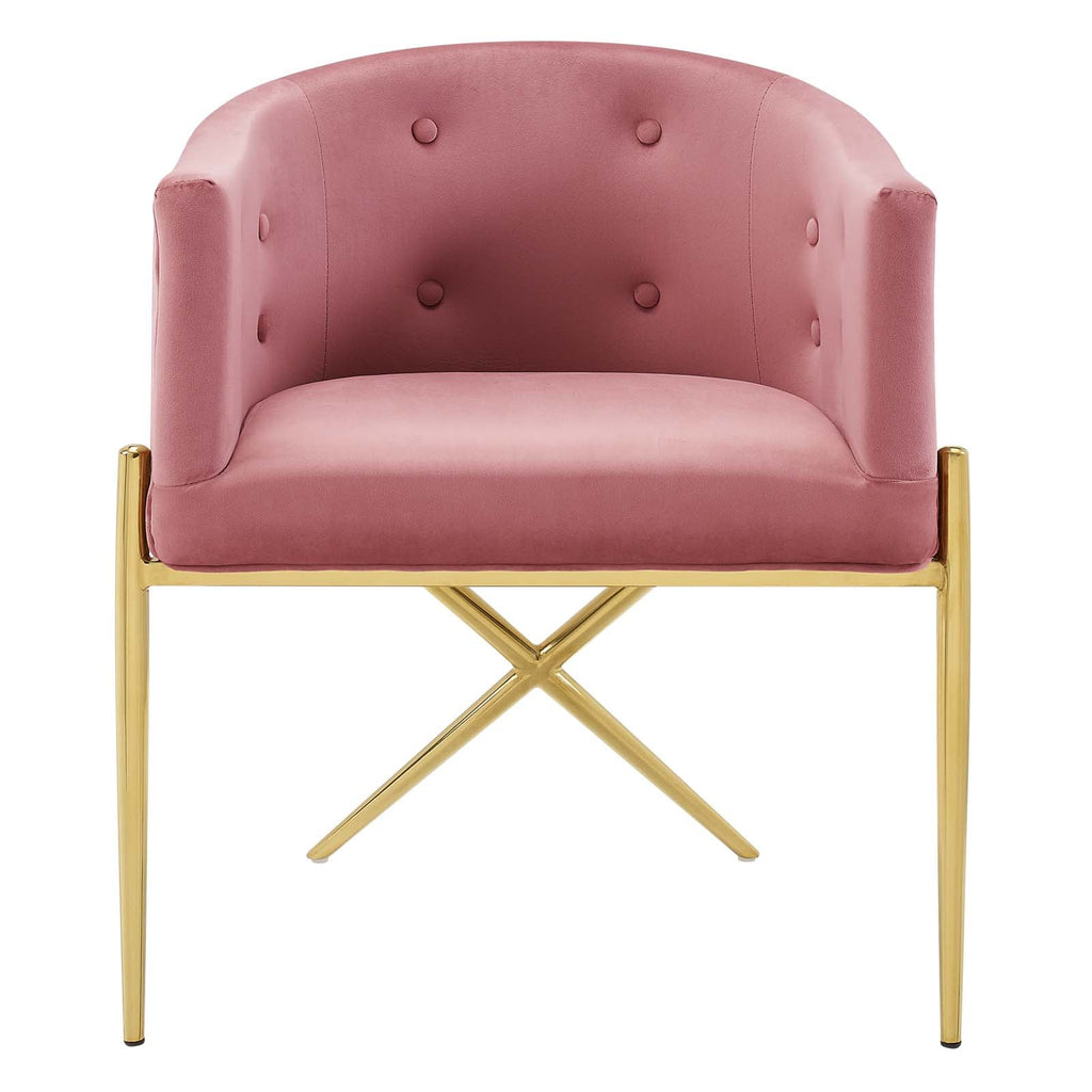 Savour Tufted Performance Velvet Accent Dining Armchair in Dusty Rose