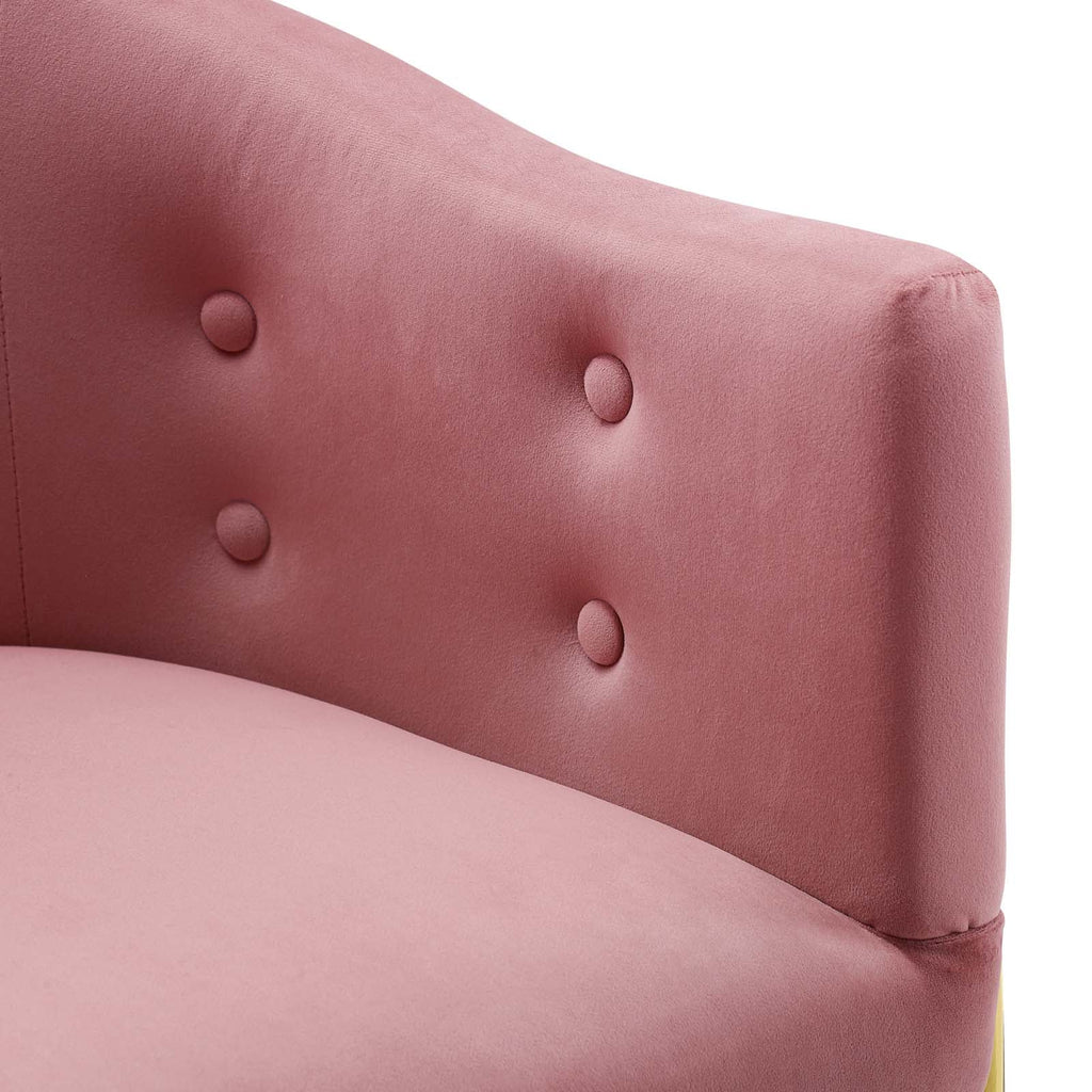 Savour Tufted Performance Velvet Accent Dining Armchair in Dusty Rose