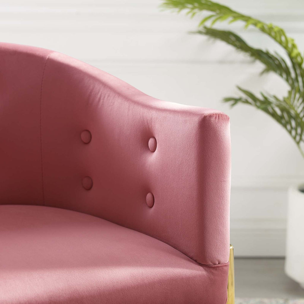 Savour Tufted Performance Velvet Accent Dining Armchair in Dusty Rose