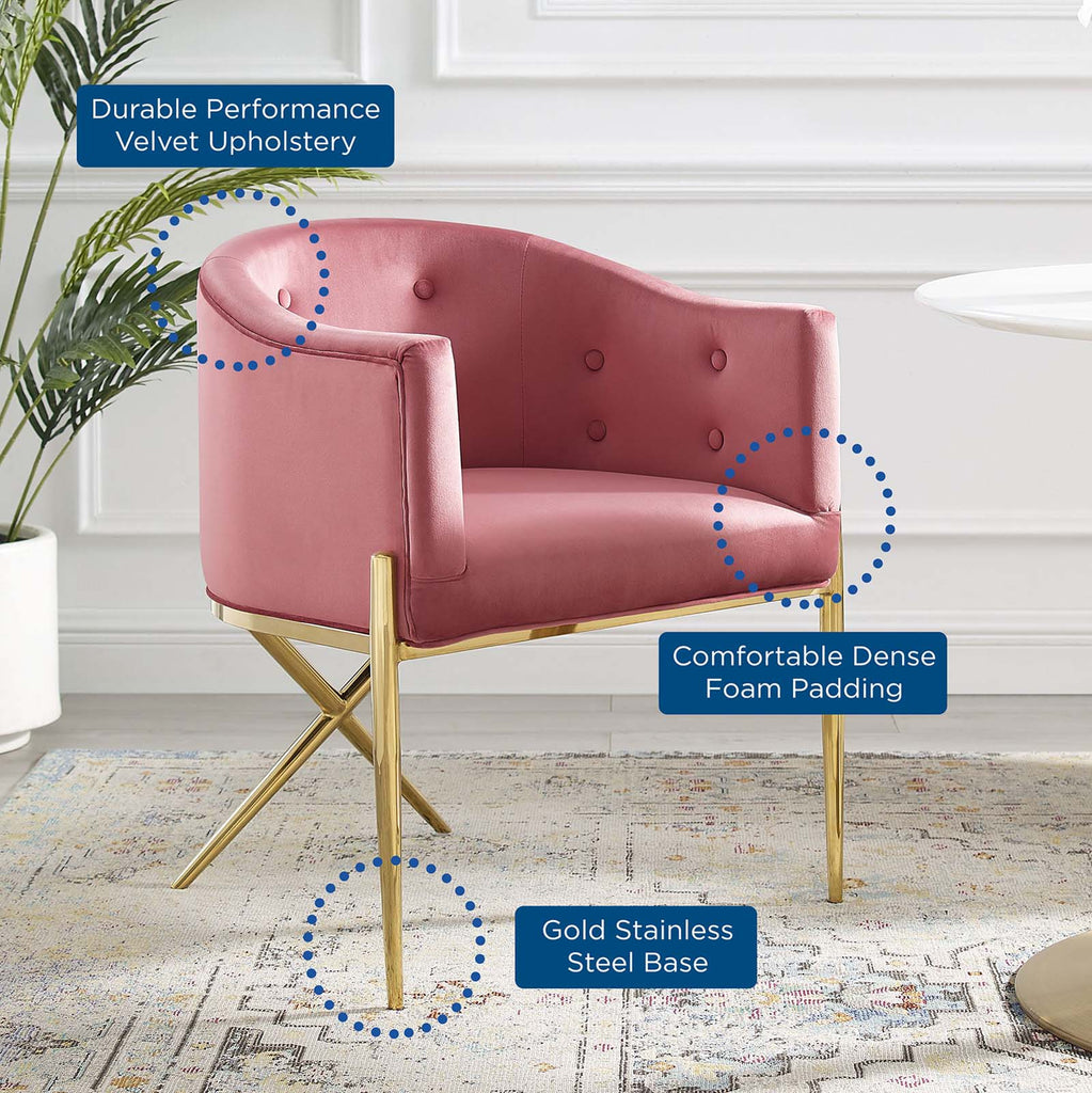 Savour Tufted Performance Velvet Accent Dining Armchair in Dusty Rose