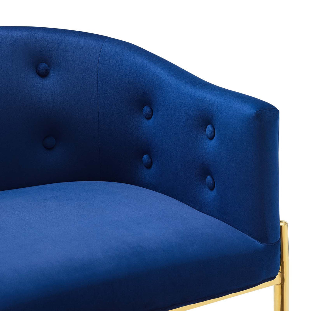 Savour Tufted Performance Velvet Accent Dining Armchair in Navy