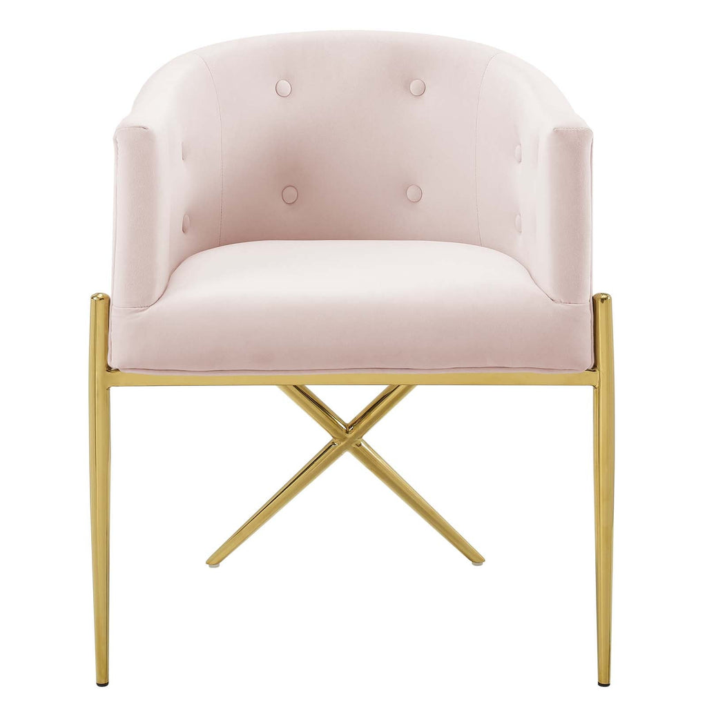Savour Tufted Performance Velvet Accent Dining Armchair in Pink