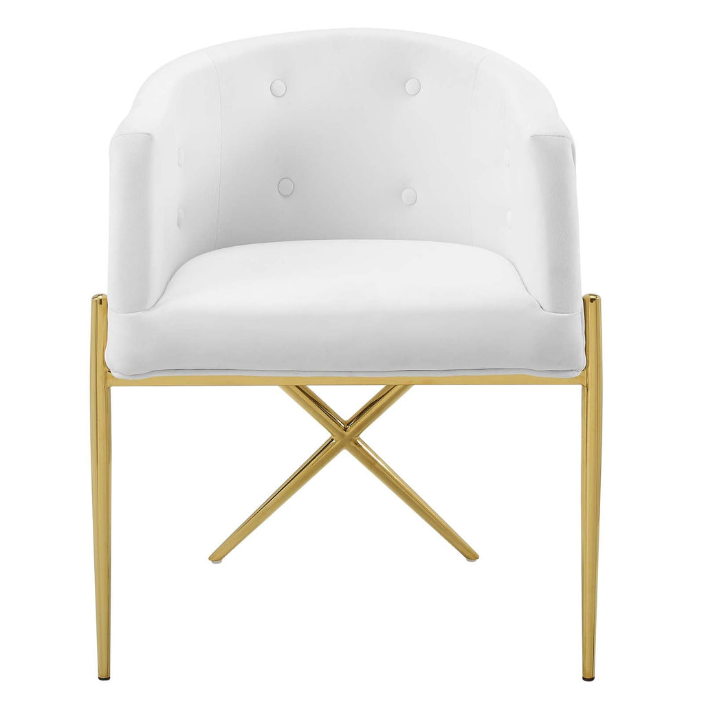 Savour Tufted Performance Velvet Accent Dining Armchair in White