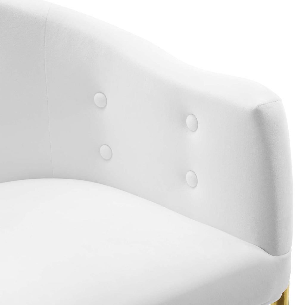 Savour Tufted Performance Velvet Accent Dining Armchair in White
