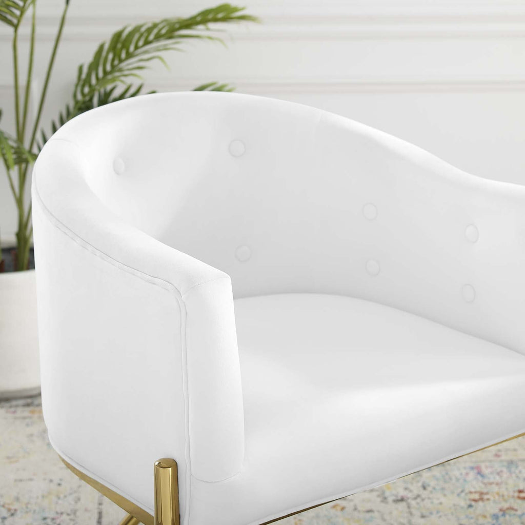 Savour Tufted Performance Velvet Accent Dining Armchair in White