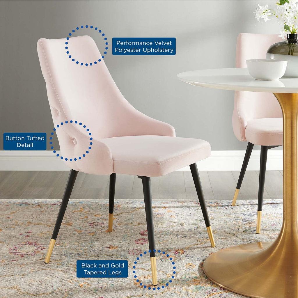 Adorn Tufted Performance Velvet Dining Side Chair in Pink