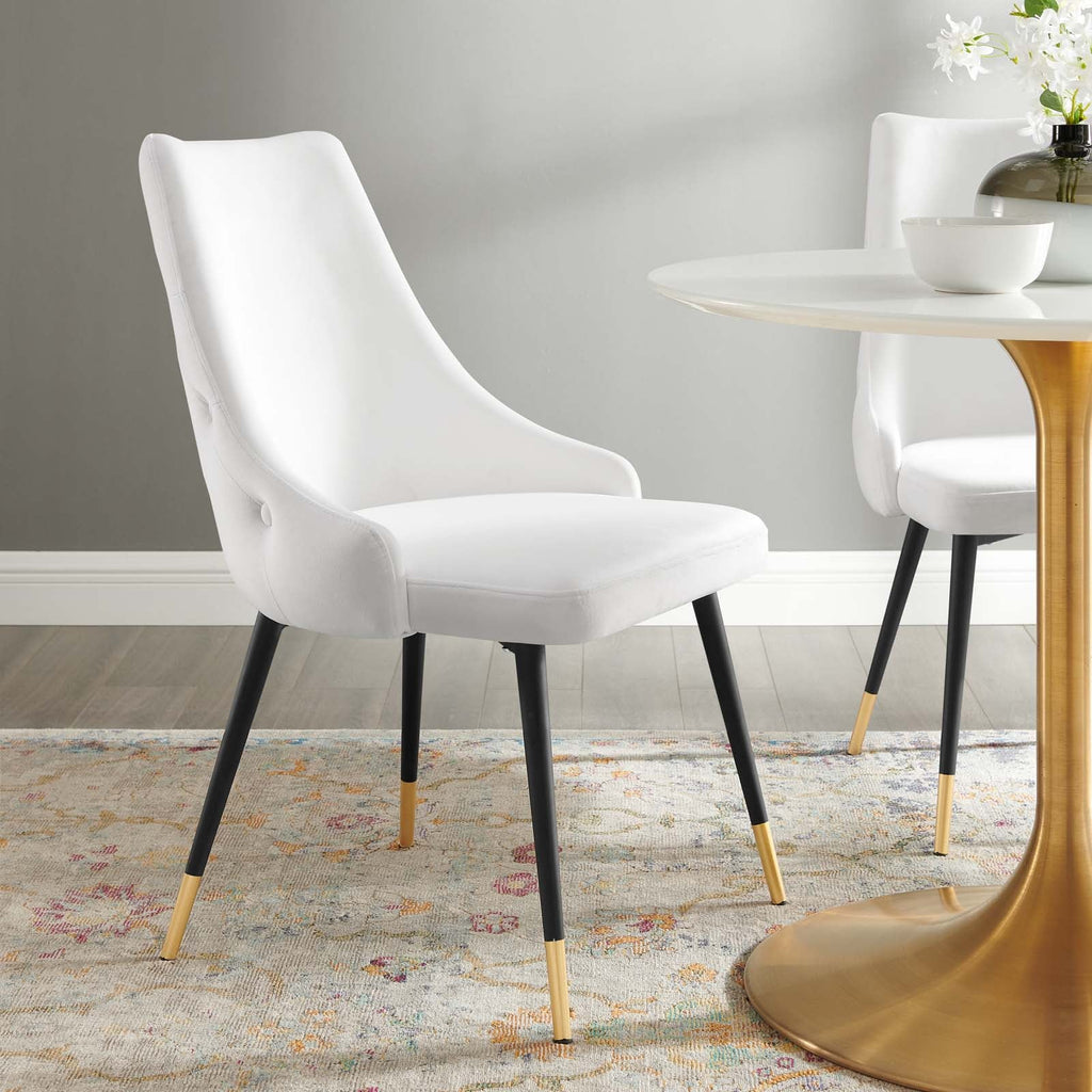 Adorn Tufted Performance Velvet Dining Side Chair in White