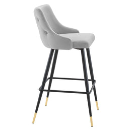 Adorn Performance Velvet Bar Stool in Light Gray