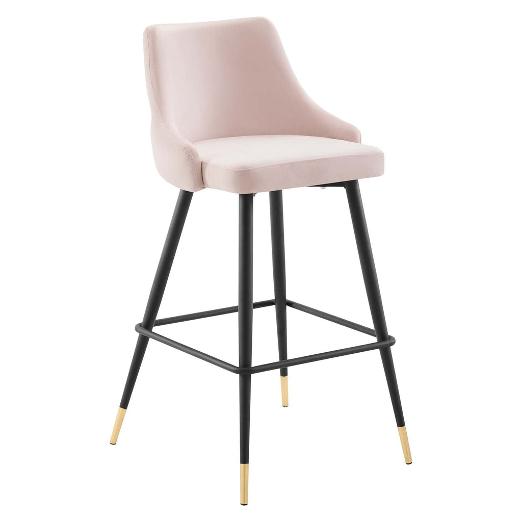 Adorn Performance Velvet Bar Stool in Pink