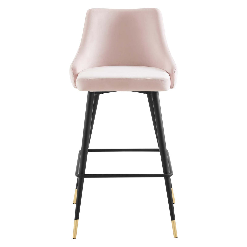 Adorn Performance Velvet Bar Stool in Pink