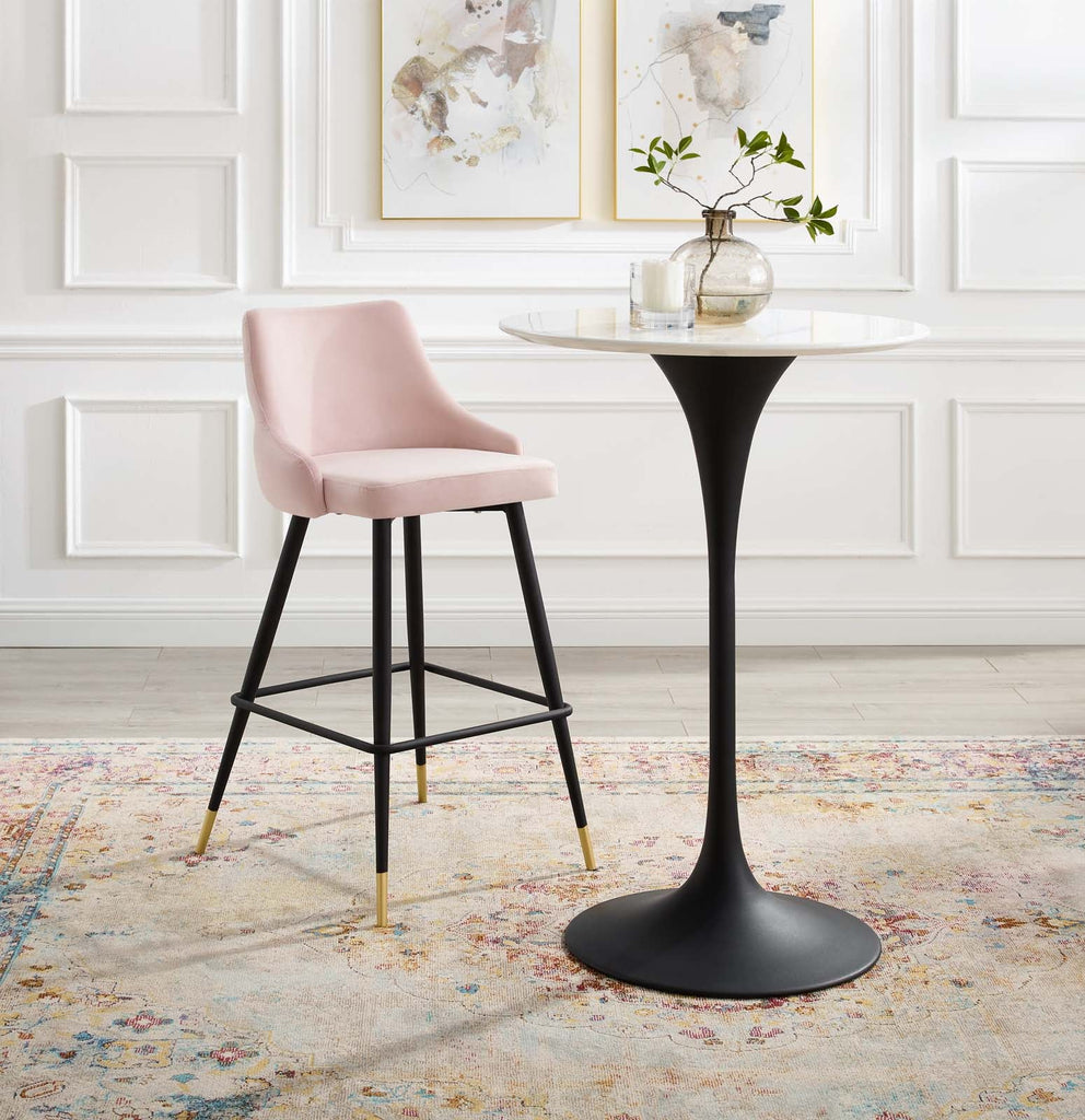 Adorn Performance Velvet Bar Stool in Pink