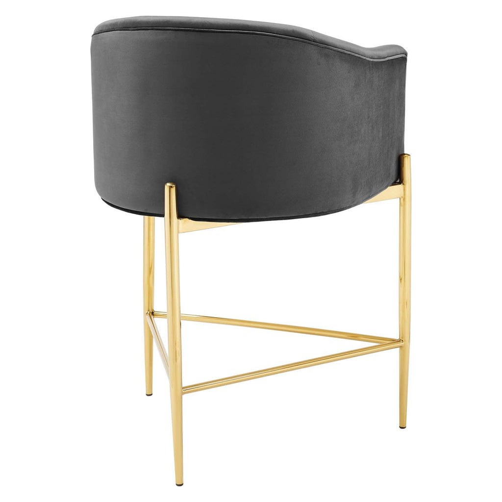Savour Tufted Performance Velvet Counter Stool in Charcoal