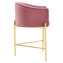 Savour Tufted Performance Velvet Counter Stool in Dusty Rose