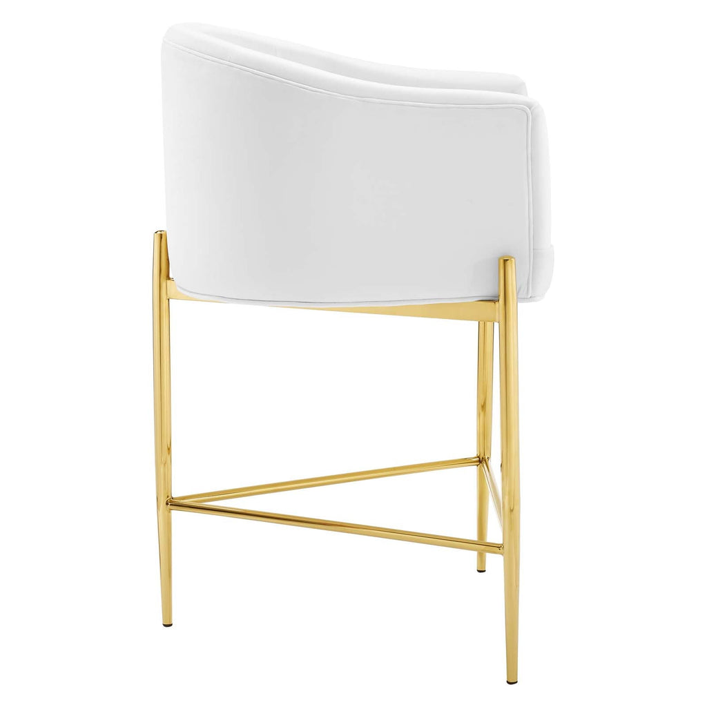 Savour Tufted Performance Velvet Counter Stool in White