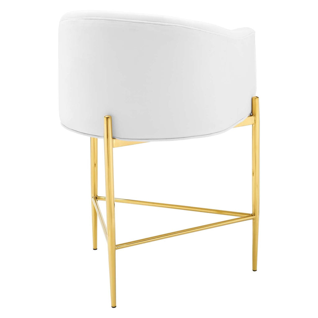 Savour Tufted Performance Velvet Counter Stool in White