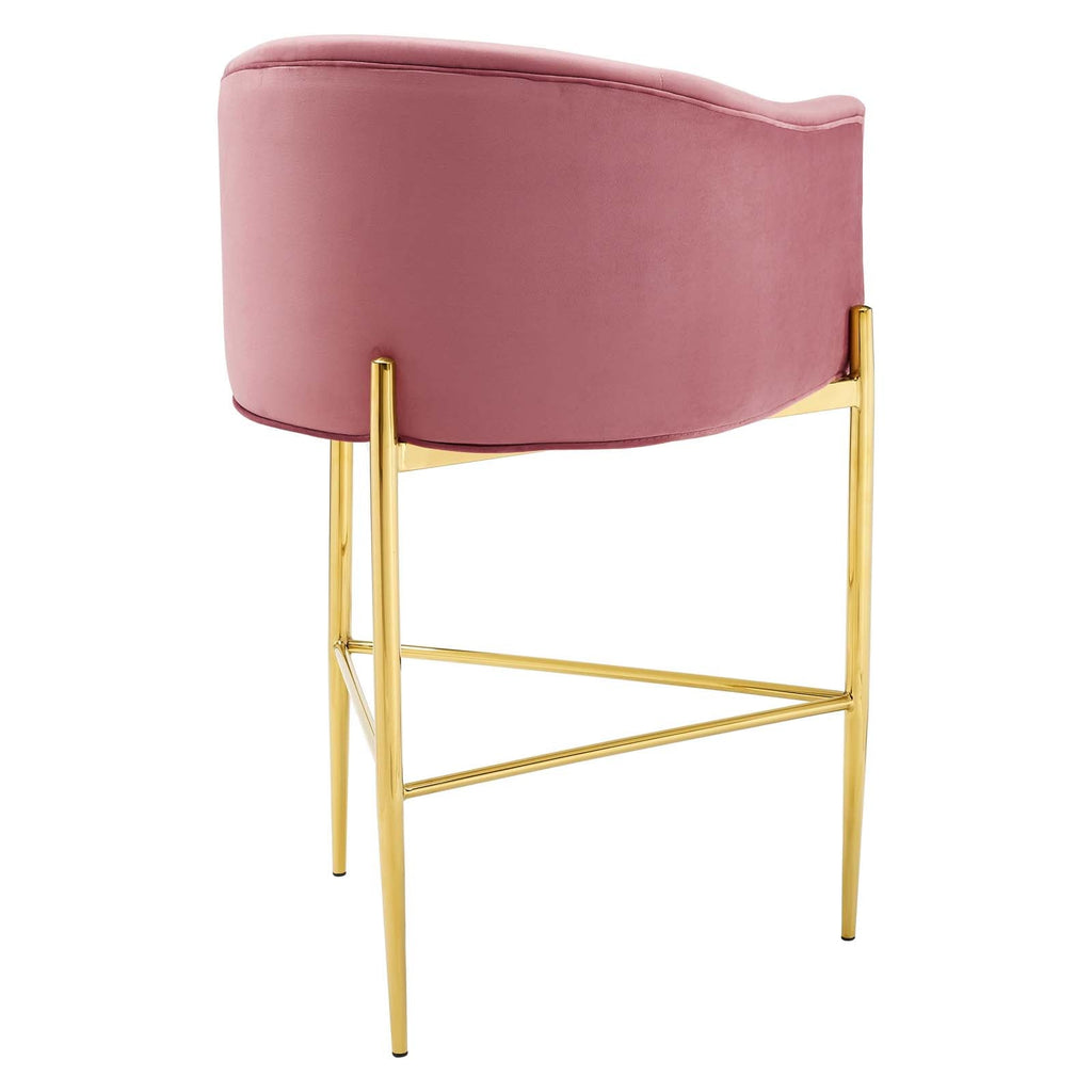 Savour Tufted Performance Velvet Bar Stool in Dusty Rose