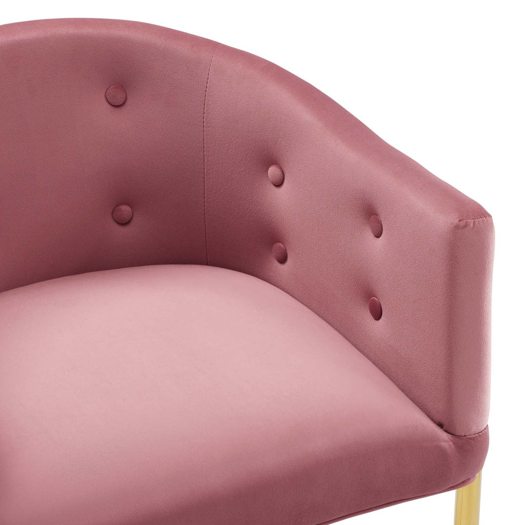 Savour Tufted Performance Velvet Bar Stool in Dusty Rose