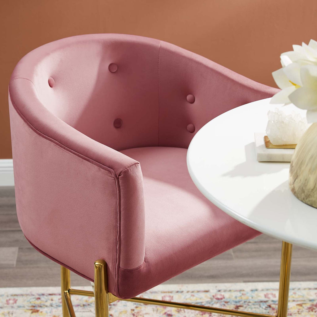 Savour Tufted Performance Velvet Bar Stool in Dusty Rose