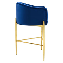 Savour Tufted Performance Velvet Bar Stool in Navy