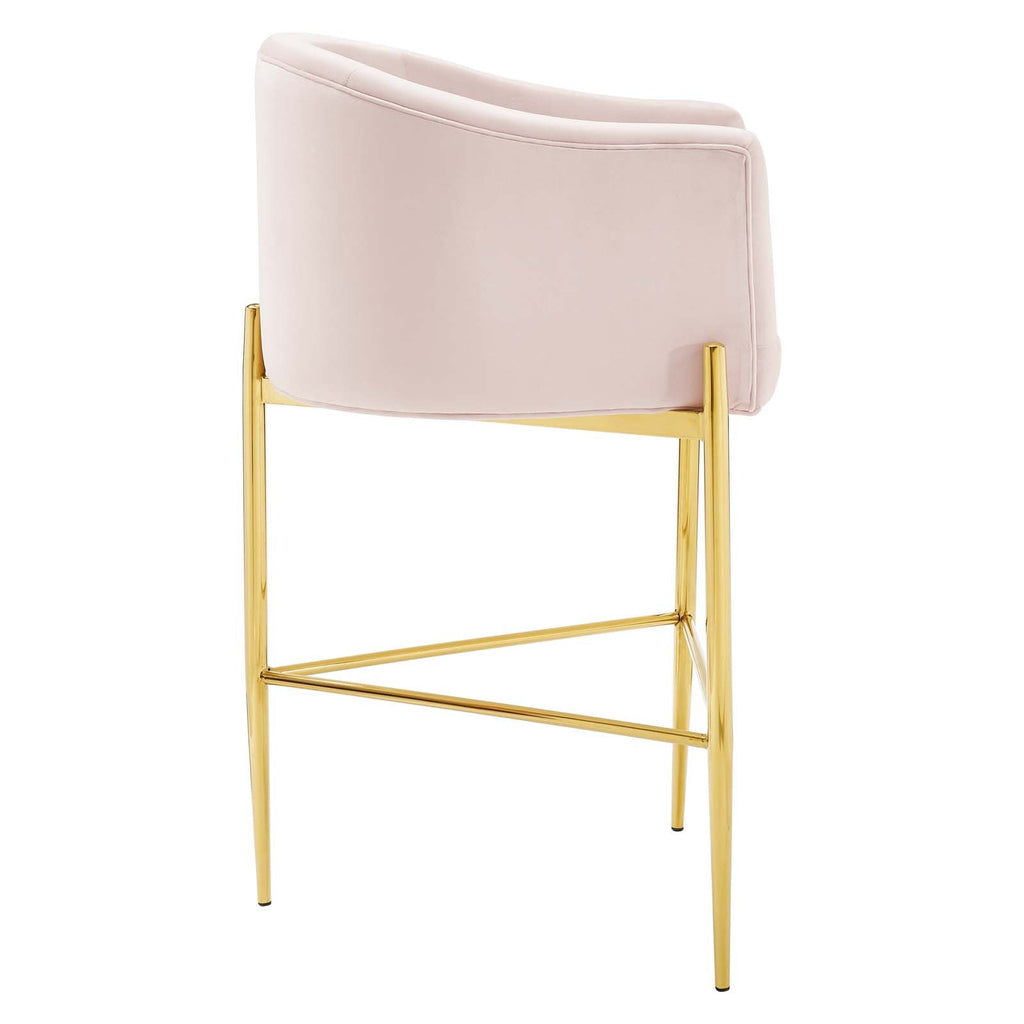 Savour Tufted Performance Velvet Bar Stool in Pink