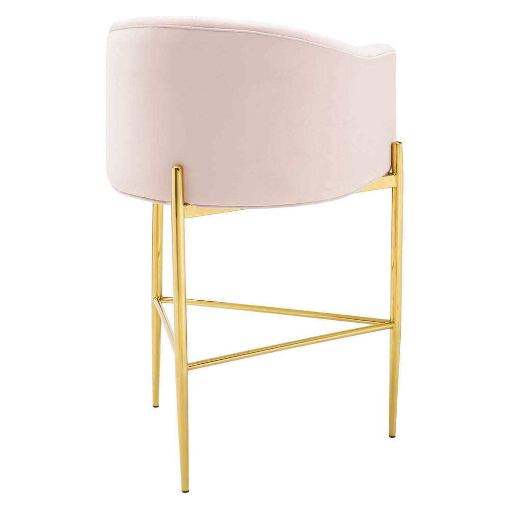 Savour Tufted Performance Velvet Bar Stool in Pink