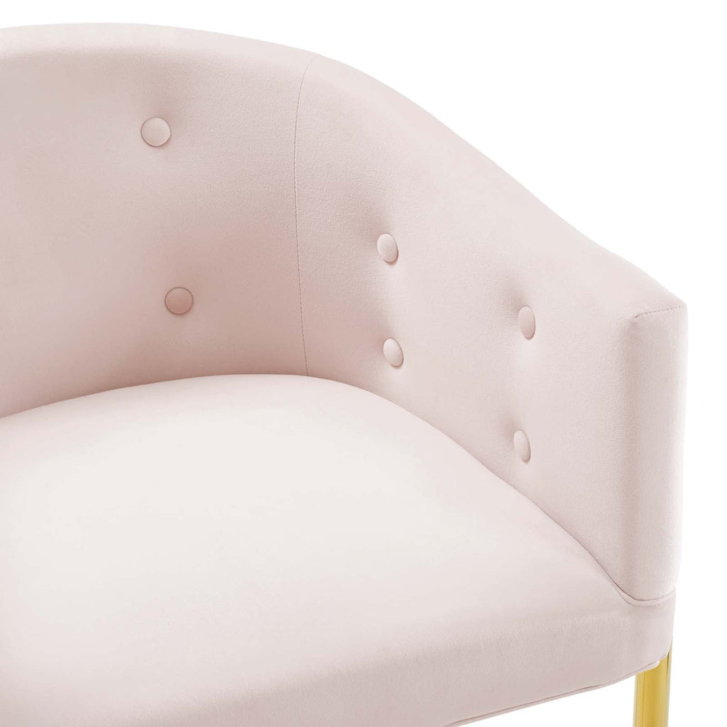 Savour Tufted Performance Velvet Bar Stool in Pink