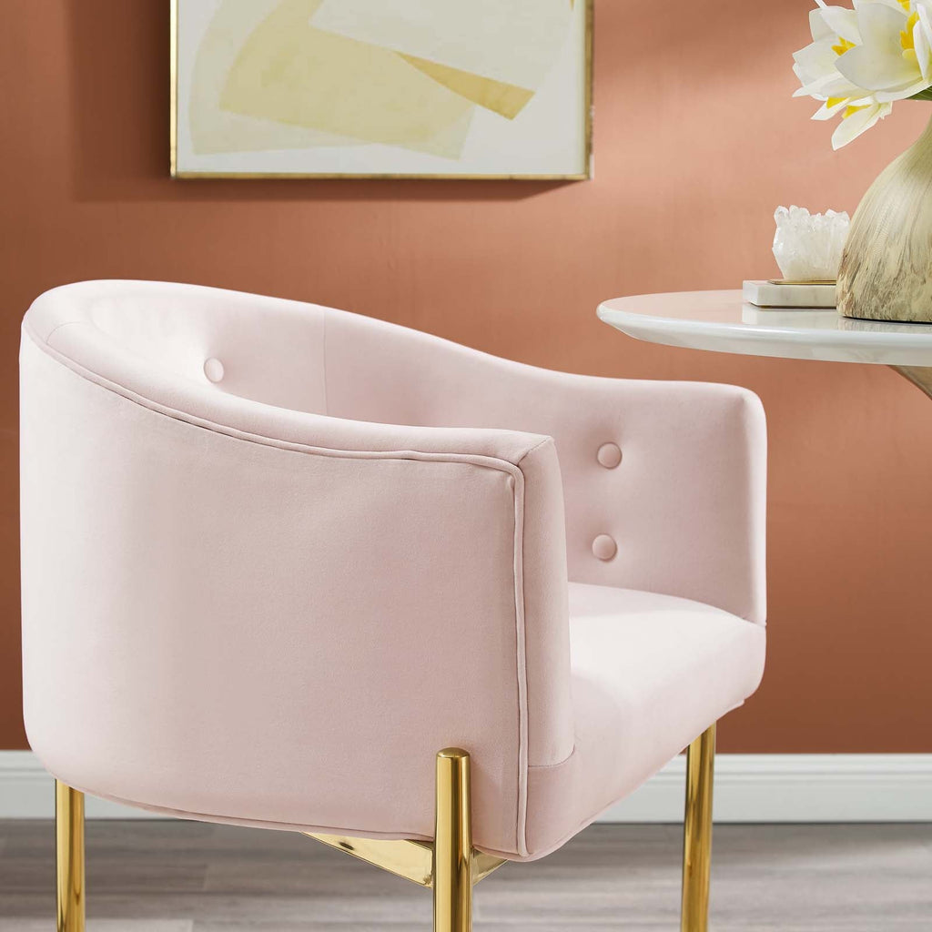 Savour Tufted Performance Velvet Bar Stool in Pink