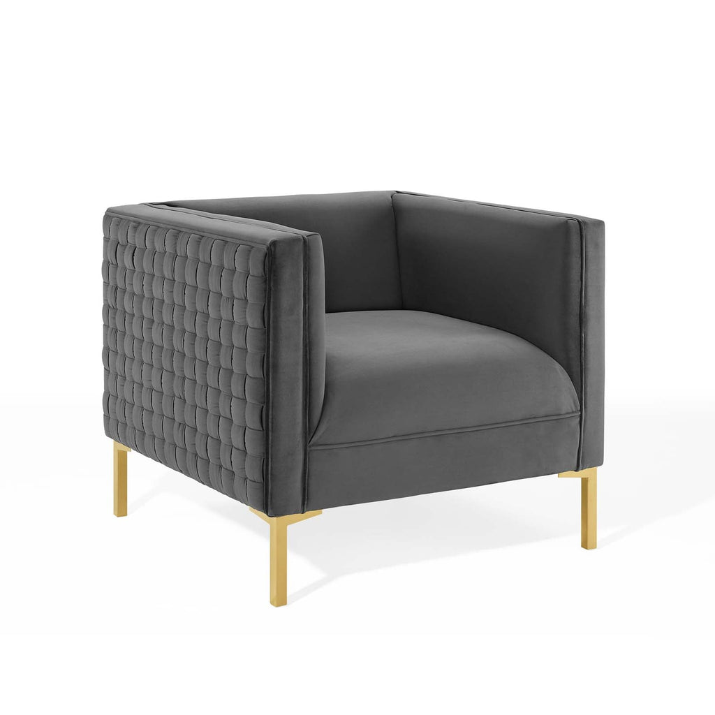 Resonate Performance Velvet Armchair in Charcoal