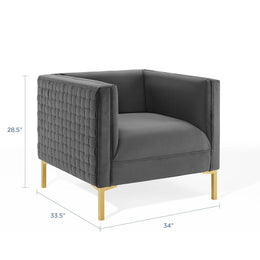 Resonate Performance Velvet Armchair in Charcoal