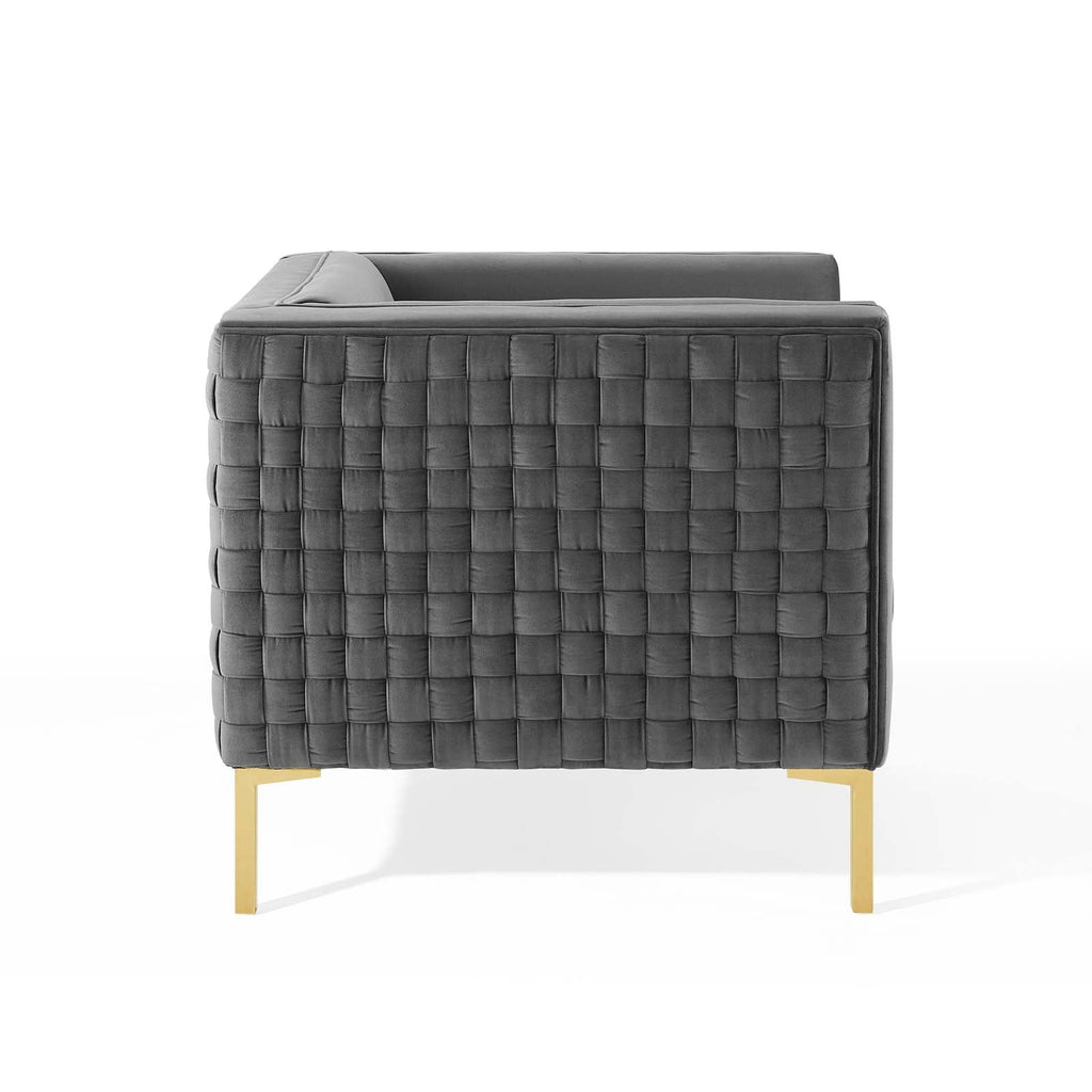 Resonate Performance Velvet Armchair in Charcoal