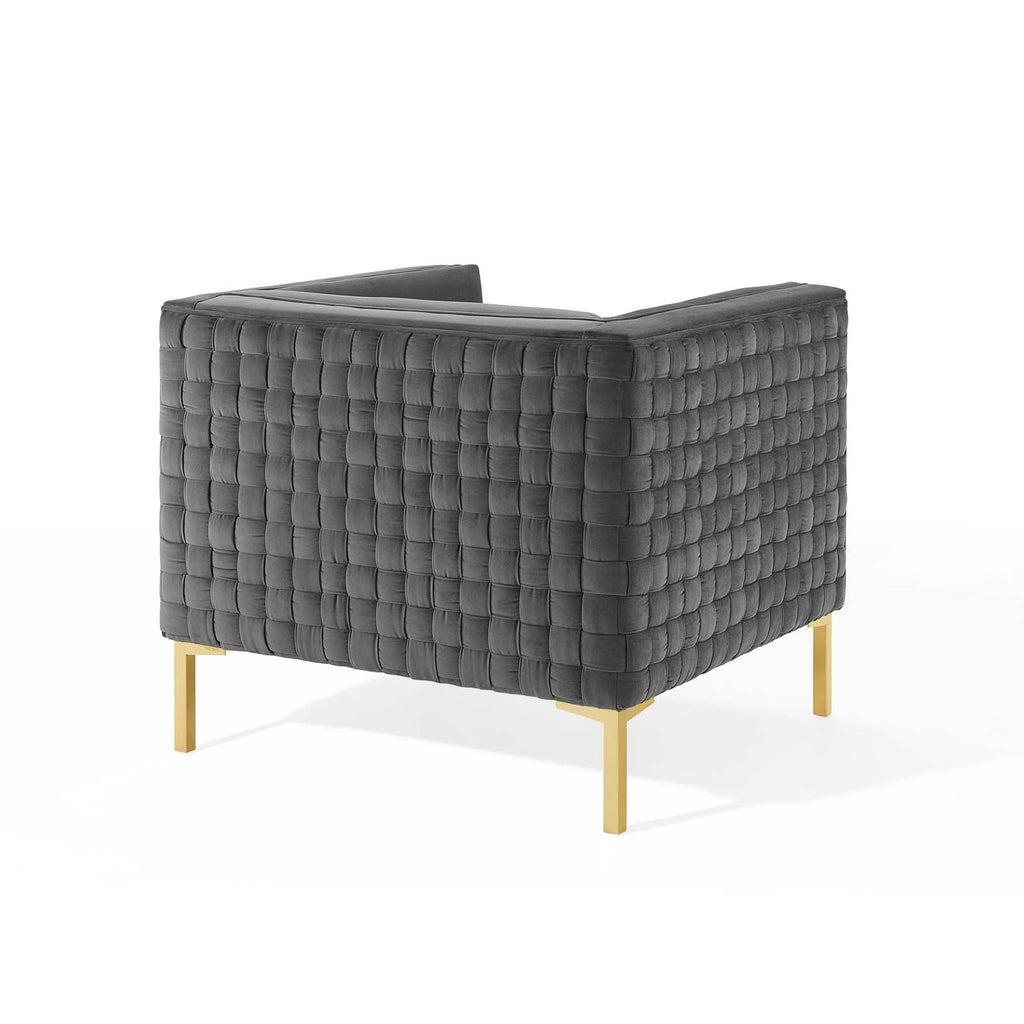 Resonate Performance Velvet Armchair in Charcoal