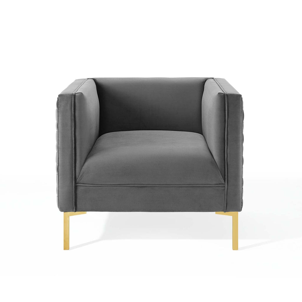 Resonate Performance Velvet Armchair in Charcoal