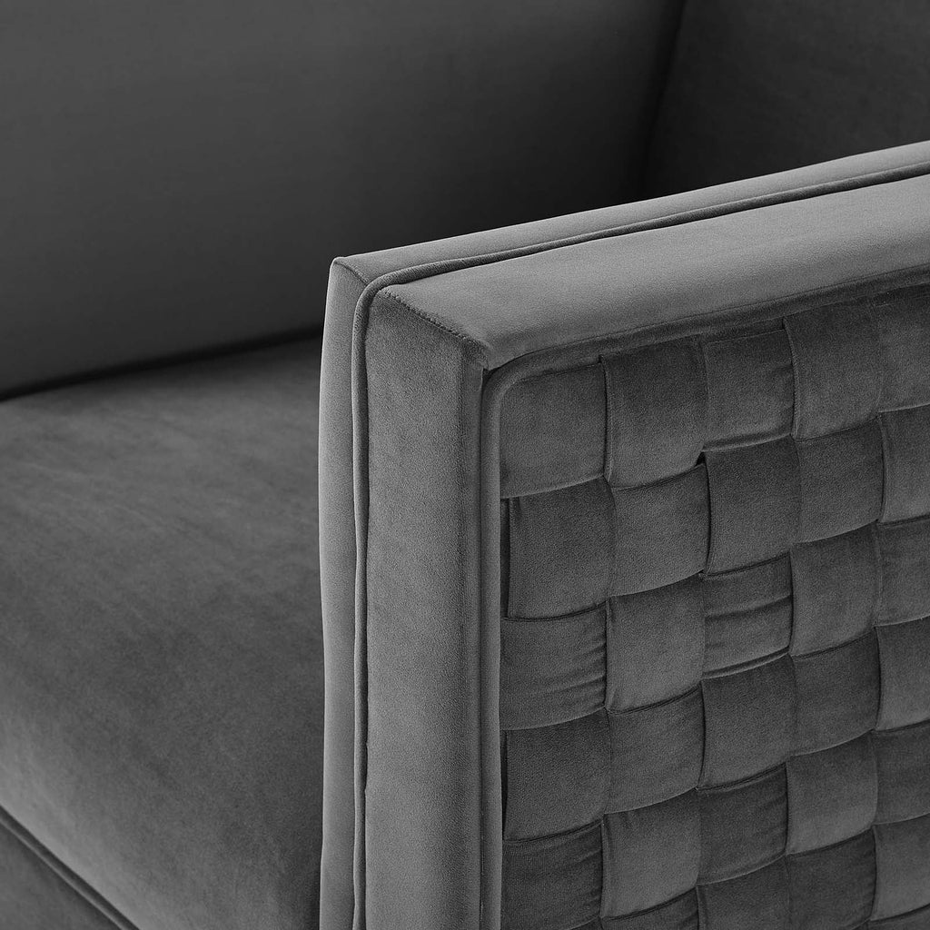 Resonate Performance Velvet Armchair in Charcoal