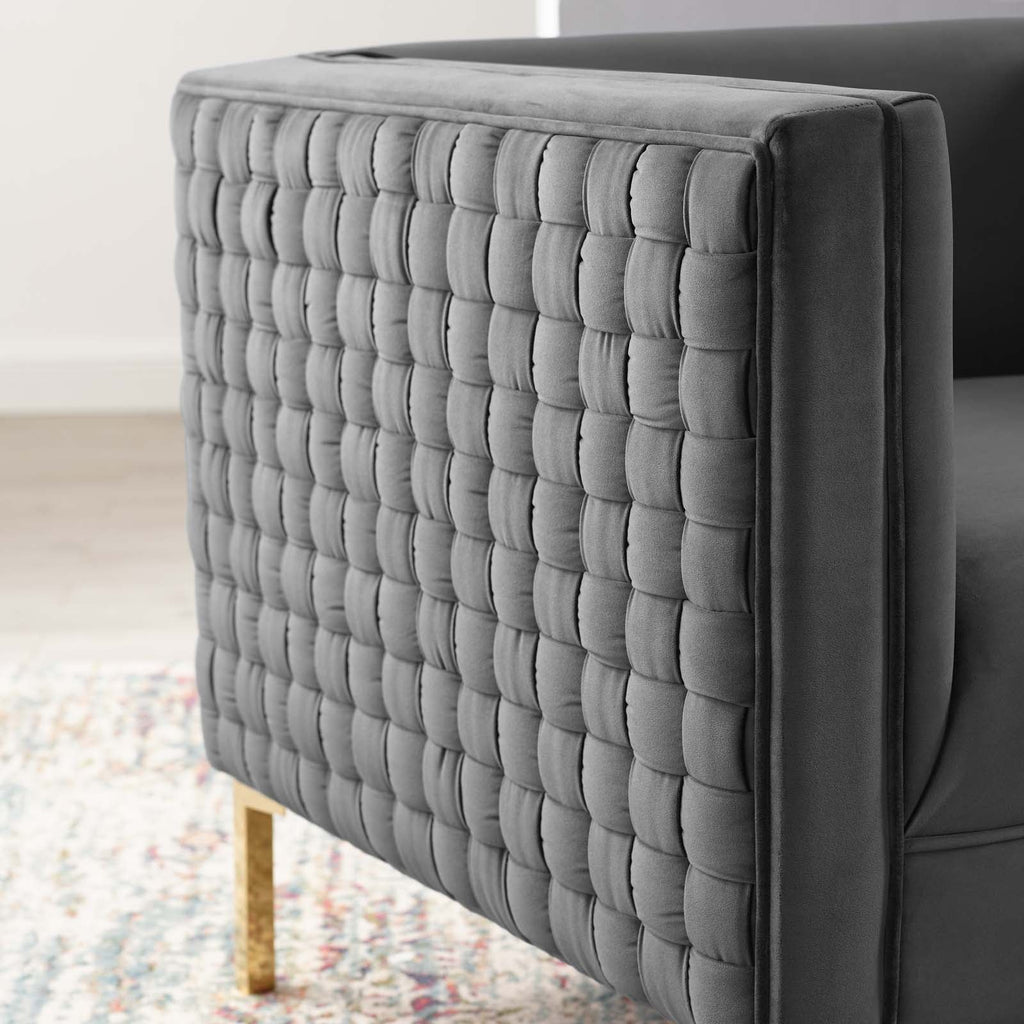 Resonate Performance Velvet Armchair in Charcoal