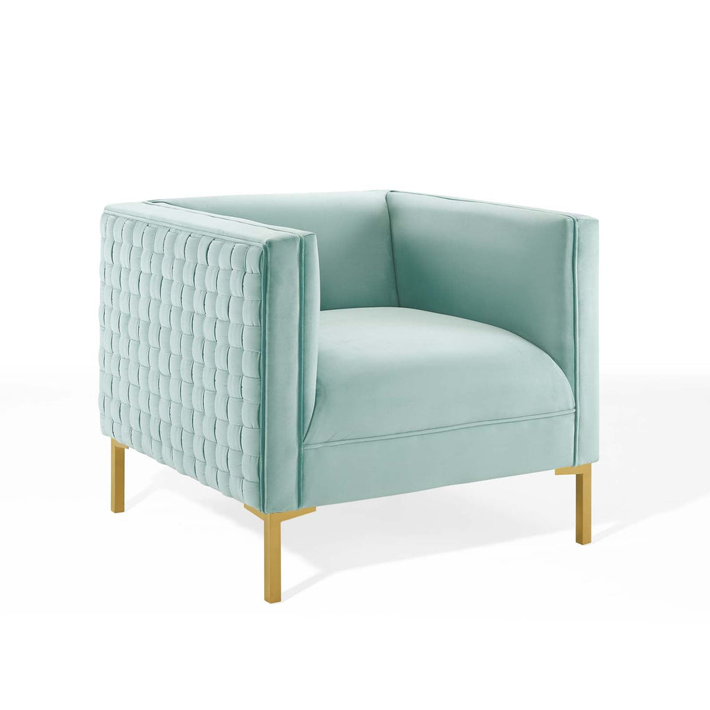 Resonate Performance Velvet Armchair in Mint