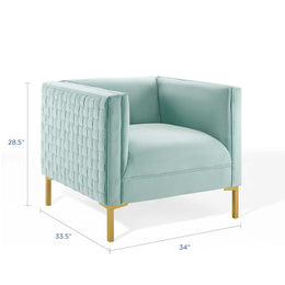 Resonate Performance Velvet Armchair in Mint