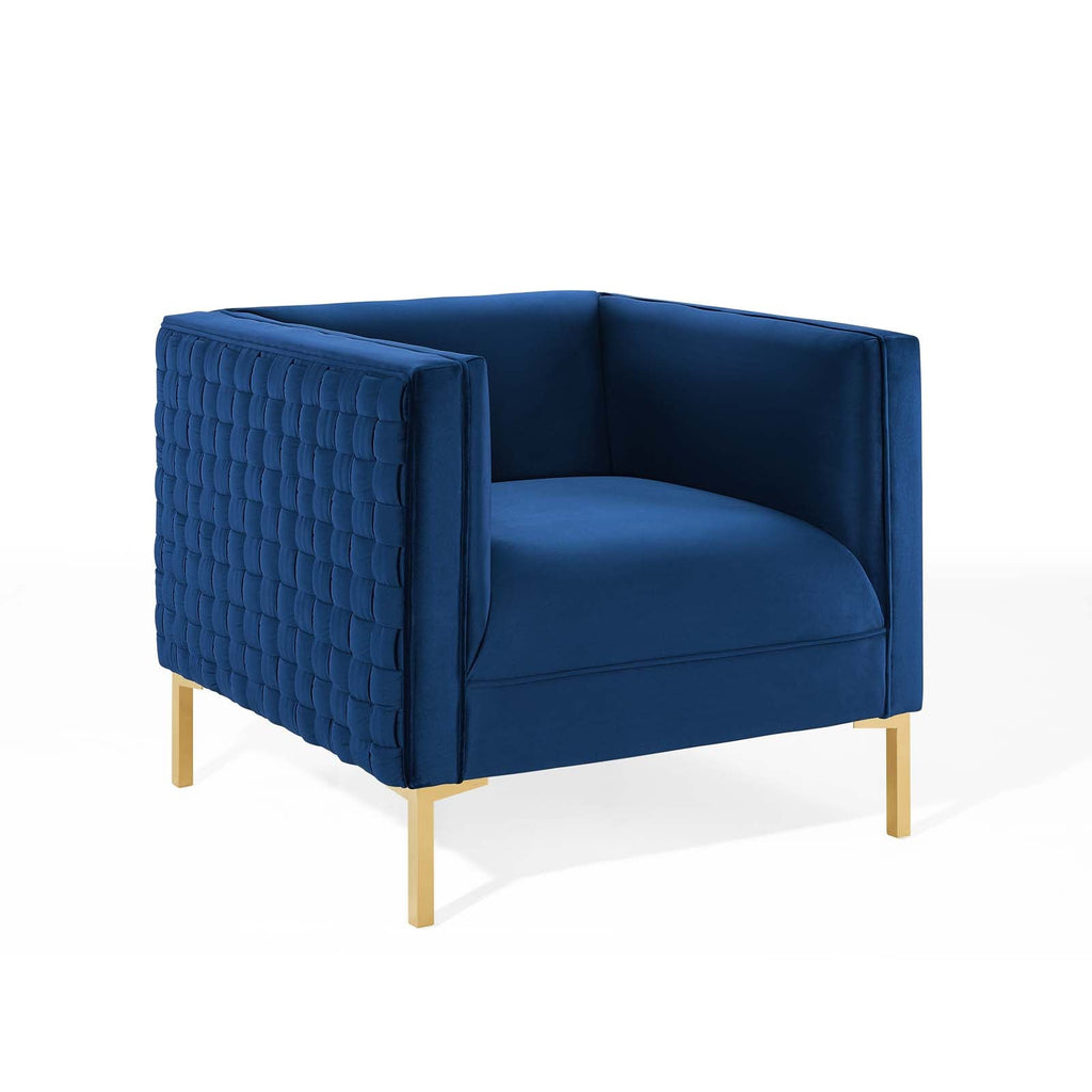 Resonate Performance Velvet Armchair in Navy